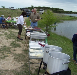 Almost lunch time at the Club Fish Fry at Cleburne Six O Ranch!