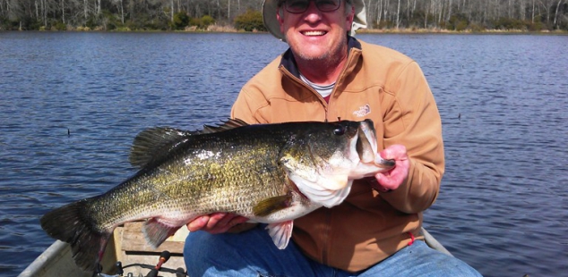 Mark Shirley holds a 13.7 lb bass caught at Oakwood Lake Leon. We believe this is the lake record. Nice fish Mark!